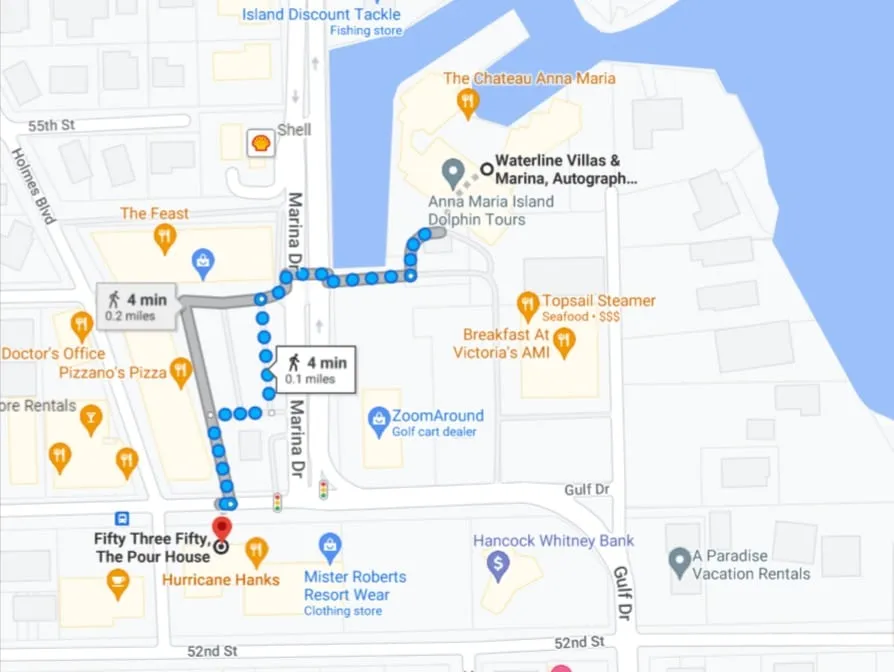 Waterline Villas Marina Autograph Collection to Fifty Three Fifty The Pour House Google Maps